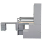 Letto a soppalco di design moderno 108,2L x 42W con armadio, scrivania, cassetti e mensole
