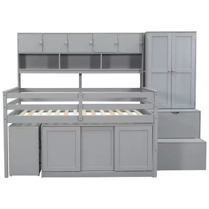 Letto a soppalco di design moderno 108,2L x 42W con armadio, scrivania, cassetti e mensole