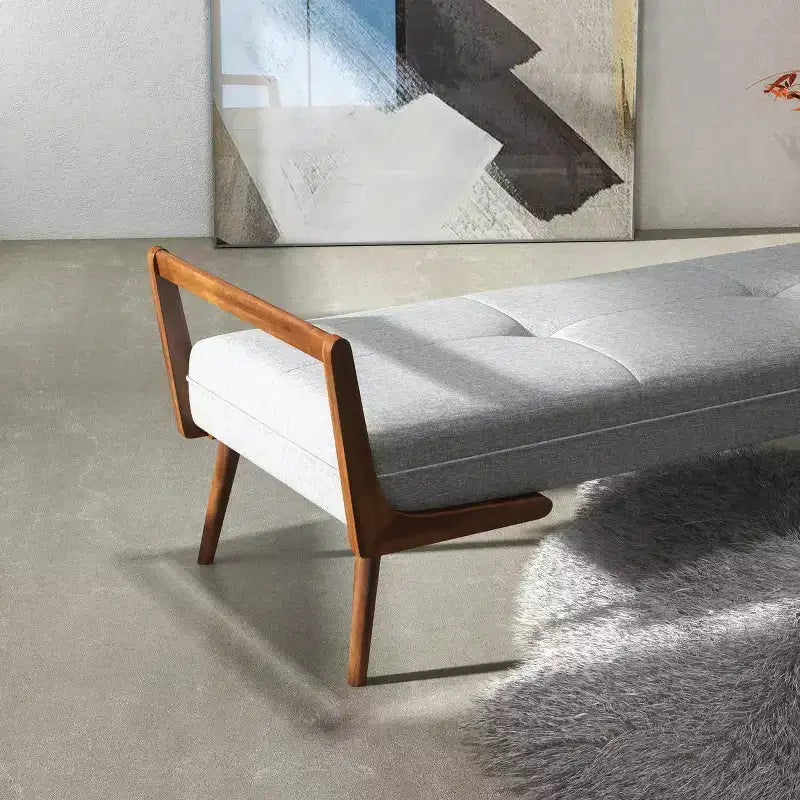 Panca in legno massello rivestita in tessuto Ford Mid-Century Modern Tufted 51.20 W