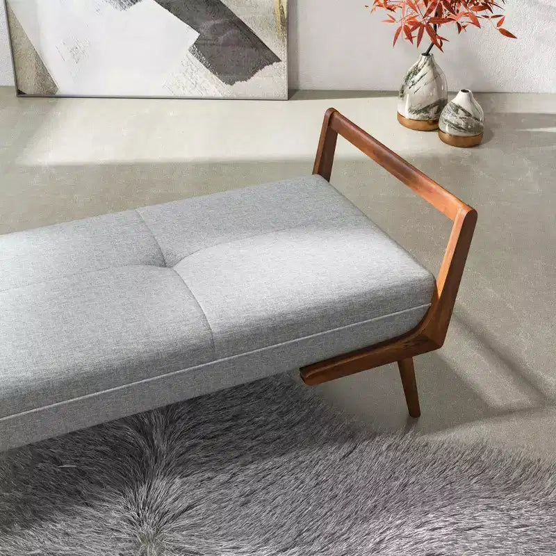 Panca in legno massello rivestita in tessuto Ford Mid-Century Modern Tufted 51.20 W