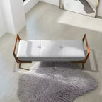 Panca in legno massello rivestita in tessuto Ford Mid-Century Modern Tufted 51.20 W