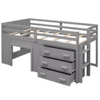 Letto a soppalco moderno, dimensioni singole, con mobiletto e mensola, 77.4L x 40.5W, Progettato per la vostra sicurezza