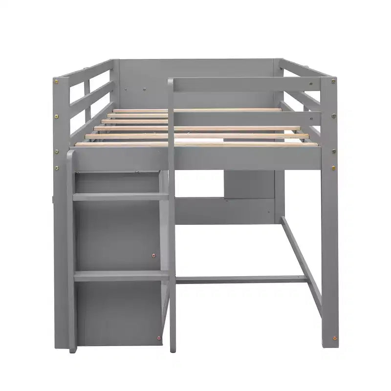 Letto a soppalco moderno, dimensioni singole, con mobiletto e mensola, 77.4L x 40.5W, Progettato per la vostra sicurezza