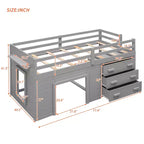 Letto a soppalco moderno, dimensioni singole, con mobiletto e mensola, 77.4L x 40.5W, Progettato per la vostra sicurezza