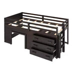 Letto a soppalco moderno, dimensioni singole, con mobiletto e mensola, 77.4L x 40.5W, Progettato per la vostra sicurezza