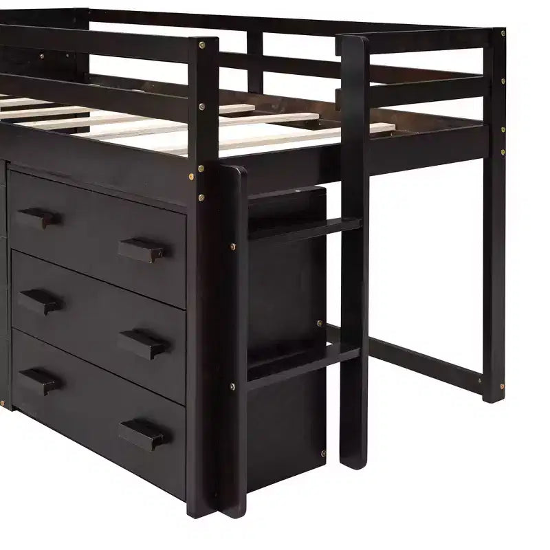 Letto a soppalco moderno, dimensioni singole, con mobiletto e mensola, 77.4L x 40.5W, Progettato per la vostra sicurezza