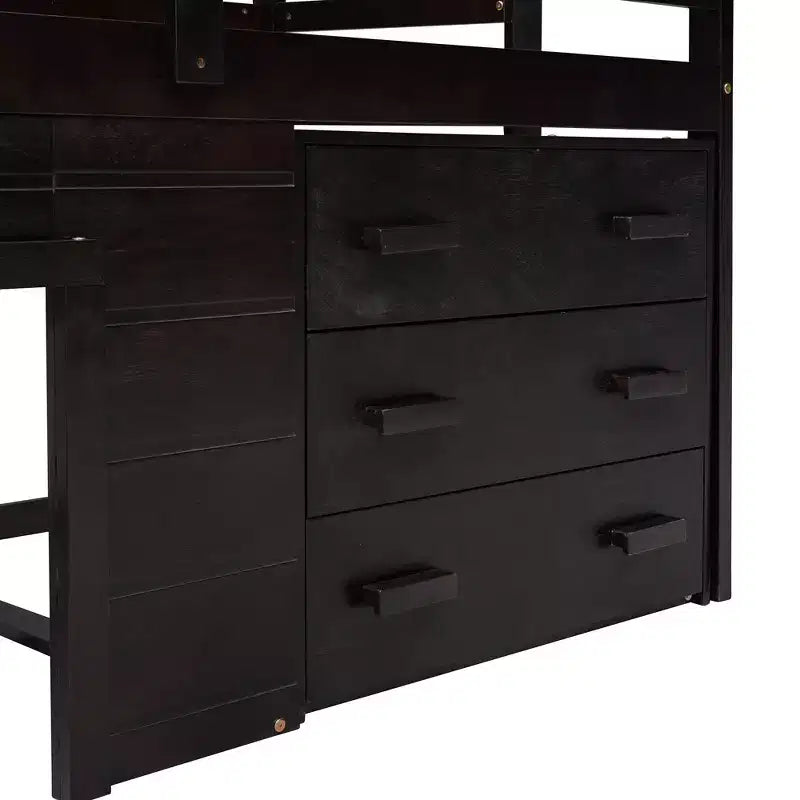 Letto a soppalco moderno, dimensioni singole, con mobiletto e mensola, 77.4L x 40.5W, Progettato per la vostra sicurezza