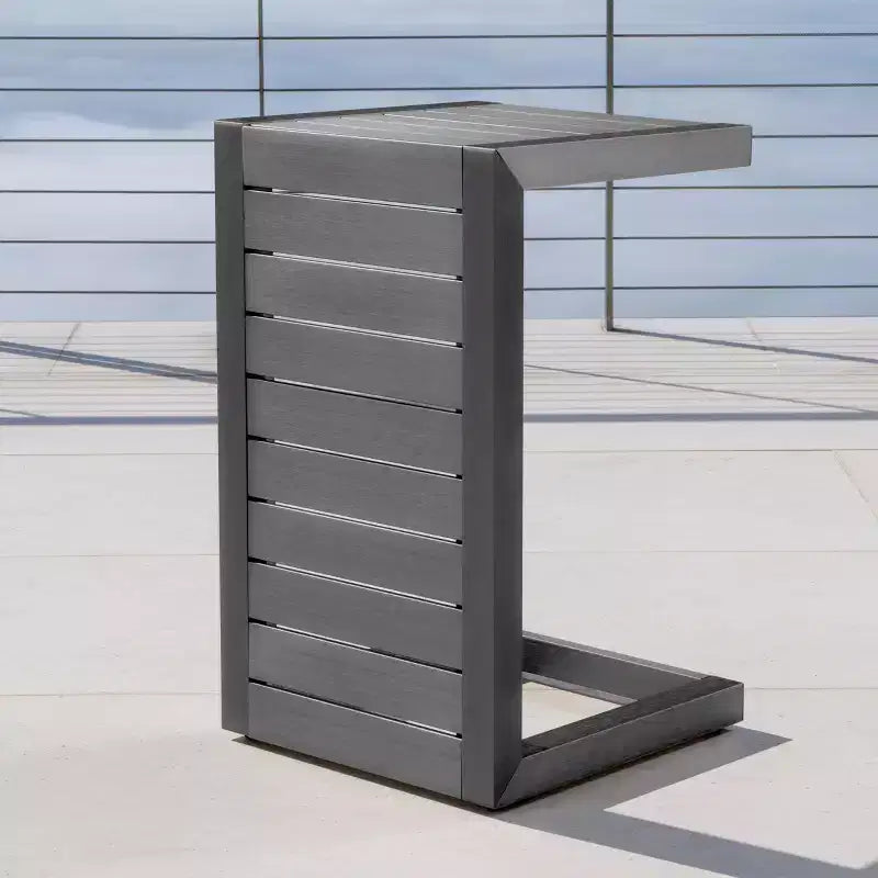 Tavolino d'appoggio Tavolino laterale moderno in alluminio alla moda con contenitore Grigio