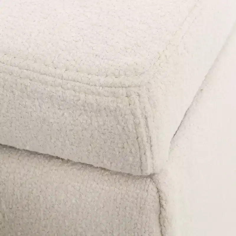 Contenitore panca moderna Linfield con rivestimento in tessuto Bouclé