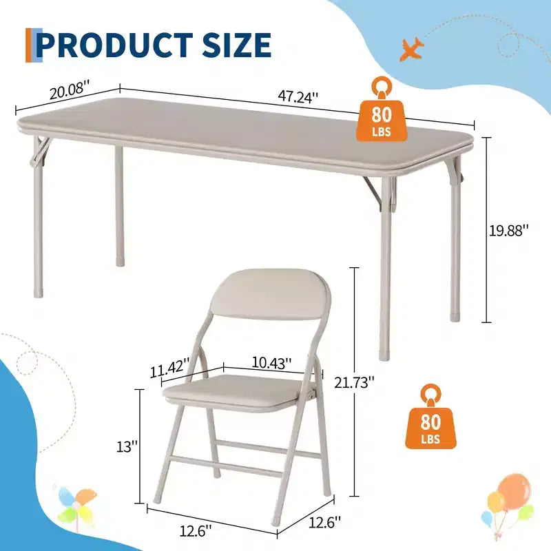 Tavolo Pieghevole Imbottito per Bambini, Leggero, Richiudibile, Nessun Montaggio Richiesto, per Sala Giochi, Pranzo, (Solo un Tavolo)