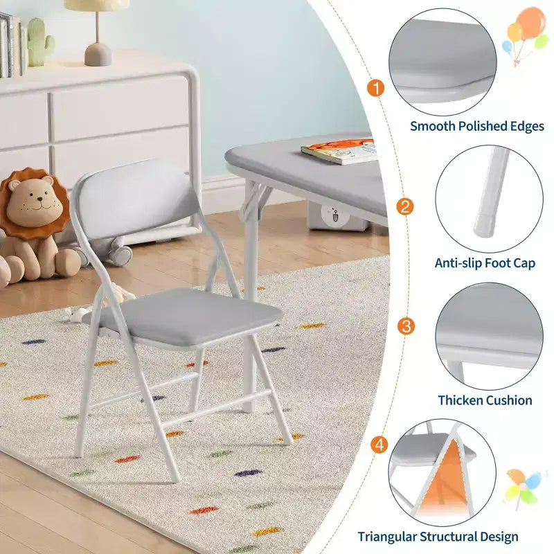 Tavolo Pieghevole Imbottito per Bambini, Leggero, Richiudibile, Nessun Montaggio Richiesto, per Sala Giochi, Pranzo, (Solo un Tavolo)
