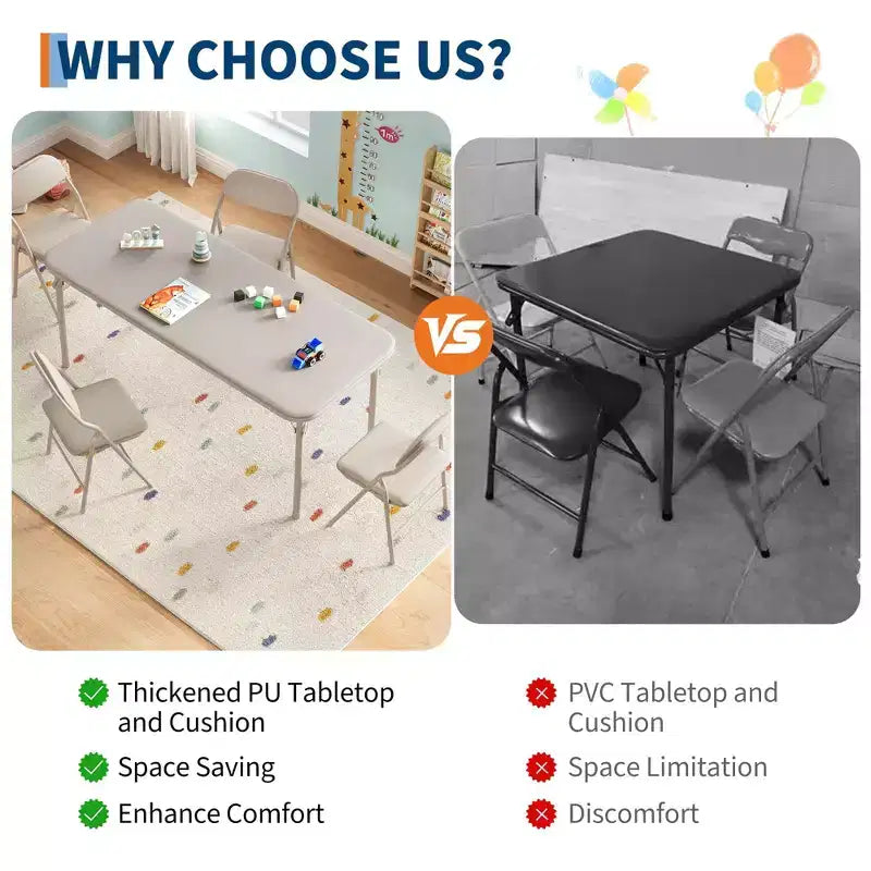 Tavolo Pieghevole Imbottito per Bambini, Leggero, Richiudibile, Nessun Montaggio Richiesto, per Sala Giochi, Pranzo, (Solo un Tavolo)