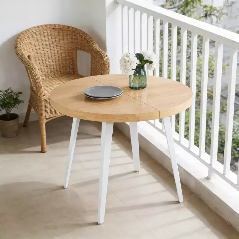 Tavolo da Pranzo Allungabile con Gamba in Metallo e Piano in MDF, 100/140/180x100x75cm, Finitura Rovere, Multiuso