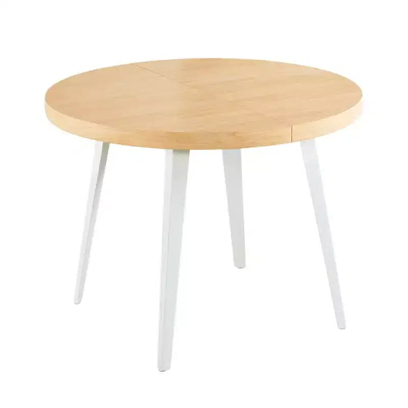 Tavolo da Pranzo Allungabile con Gamba in Metallo e Piano in MDF, 100/140/180x100x75cm, Finitura Rovere, Multiuso