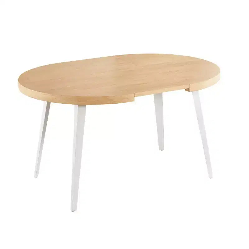 Tavolo da Pranzo Allungabile con Gamba in Metallo e Piano in MDF, 100/140/180x100x75cm, Finitura Rovere, Multiuso