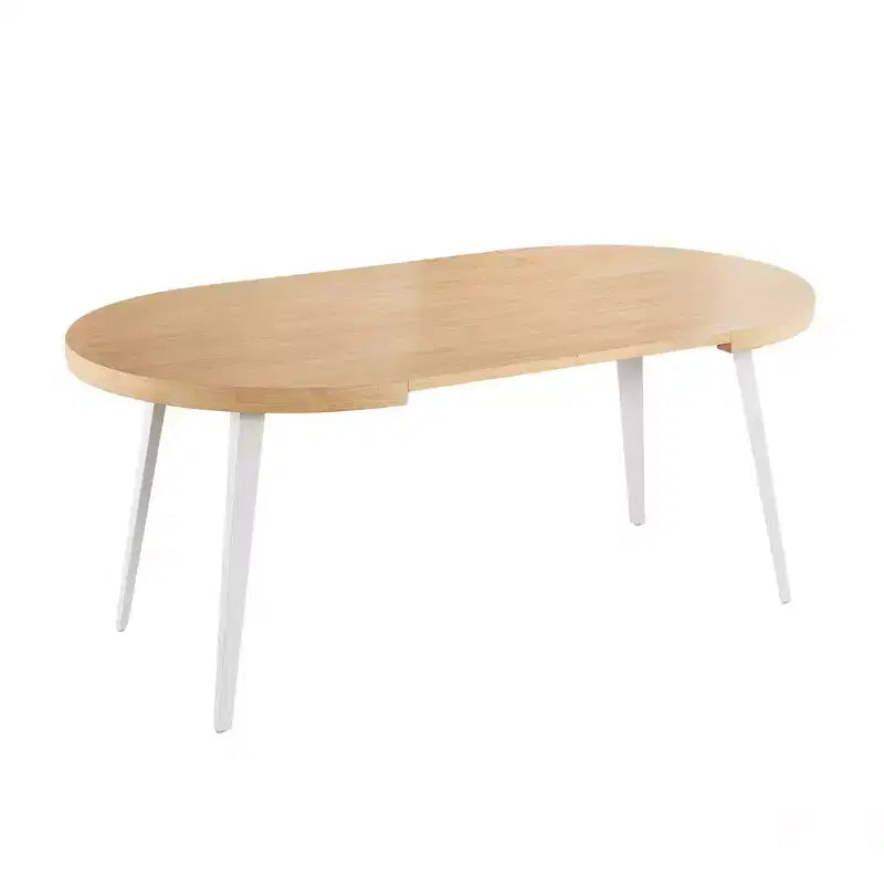 Tavolo da Pranzo Allungabile con Gamba in Metallo e Piano in MDF, 100/140/180x100x75cm, Finitura Rovere, Multiuso
