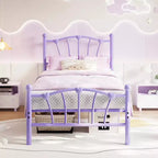 Elegante Letto a Piattaforma in Metallo a Forma di Cuore - Struttura Robusta con Supporto a Doghe, Vano Contenitore Sotto il Letto, Nessuna Rete a Molle Necessaria - Misura Singola, Bianco