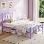 Elegante Letto a Piattaforma in Metallo a Forma di Cuore - Struttura Robusta con Supporto a Doghe, Vano Contenitore Sotto il Letto, Nessuna Rete a Molle Necessaria - Misura Singola, Bianco