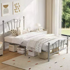 Elegante Letto a Piattaforma in Metallo a Forma di Cuore - Struttura Robusta con Supporto a Doghe, Vano Contenitore Sotto il Letto, Nessuna Rete a Molle Necessaria - Misura Singola, Bianco
