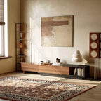 Mobile TV allungabile 78.74x102.3 con 3 cassetti, frontale con texture e console multimediale moderna per soggiorno