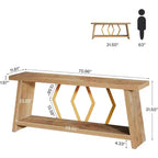 Tavolo console a 2 ripiani extra lungo da 70,86 pollici, marrone chiaro rovere, per soggiorno, dietro il divano, ingresso, con spazio di archiviazione