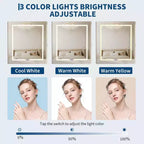Tocador per trucco con specchio, tavolo da trucco da 59 pollici con luci LED, presa di corrente, sgabello, bianco