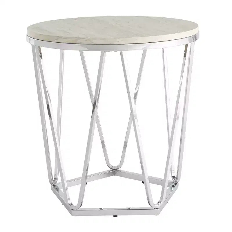 HomeRoots 23 Silver Manufactured Wood And Iron Round End Table