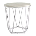HomeRoots 23 Silver Manufactured Wood And Iron Round End Table