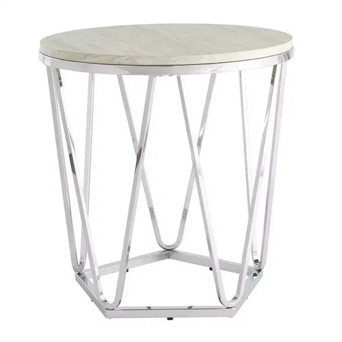 HomeRoots 23 Silver Manufactured Wood And Iron Round End Table