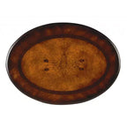 HomeRoots 26 Dark Brown And Cherry Manufactured Wood Oval End Table With Two Drawers
