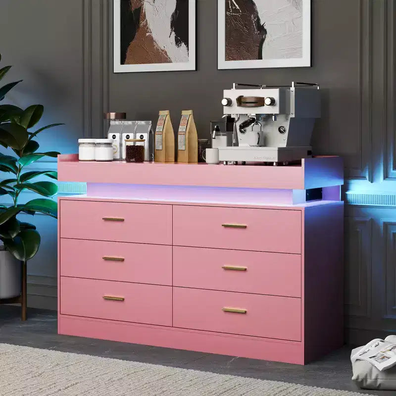 Mobile porta TV, Mobiletto da caffè con ripiano galleggiante, Credenza moderna a 6 cassetti per casa, soggiorno