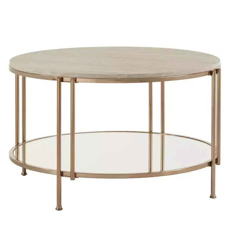 Tavolino Celsus - Oro Champagne/Marmo Bianco