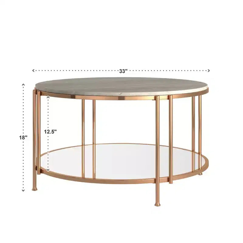 Tavolino Celsus - Oro Champagne/Marmo Bianco