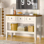 Consolle da 47 pollici con cassetti, tavolo da ingresso rustico stile fattoria con ripiano inferiore e gambe in legno massello per ingresso, soggiorno, atrio, foyer