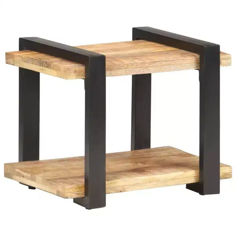 Comodino Legno naturale Legno di mango grezzo, ferro Medium