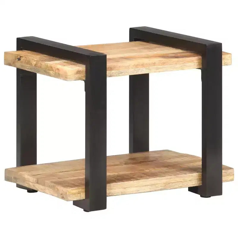 Comodino Legno naturale Legno di mango grezzo, ferro Medium
