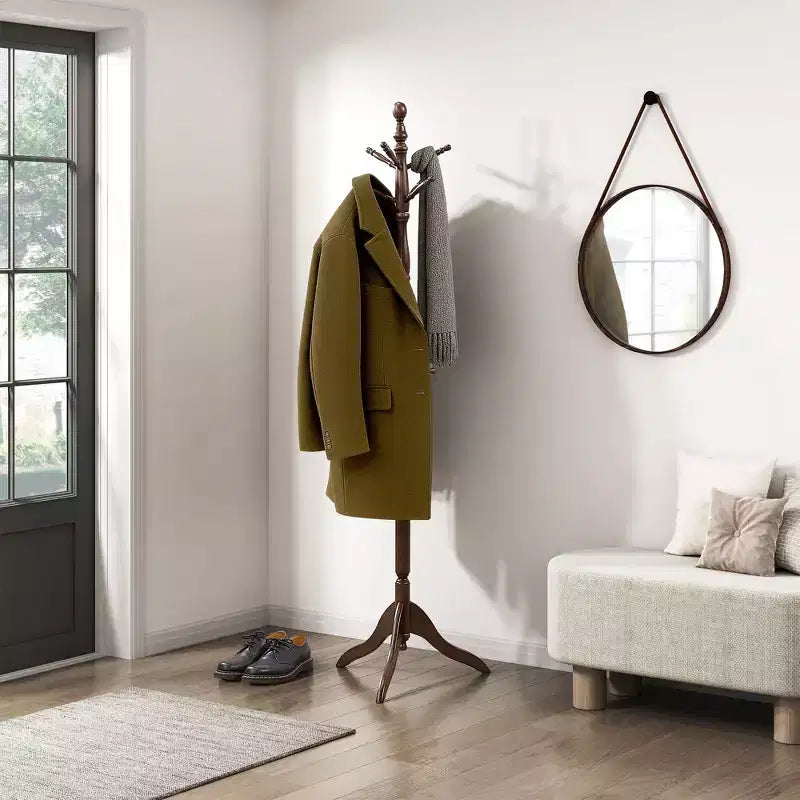 Appendiabiti in legno massello 72" con 10 ganci, organizer a 3 livelli per l'ingresso