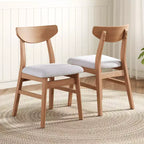 Set di 4 sedie moderne Maddox con schienale curvo in legno e seduta in tessuto grigio