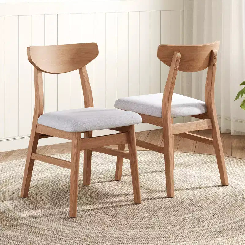 Set di 4 sedie moderne Maddox con schienale curvo in legno e seduta in tessuto grigio