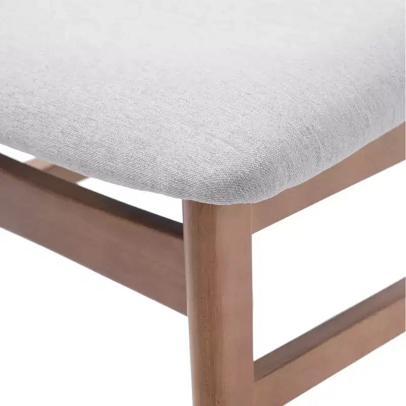 Set di 4 sedie moderne Maddox con schienale curvo in legno e seduta in tessuto grigio