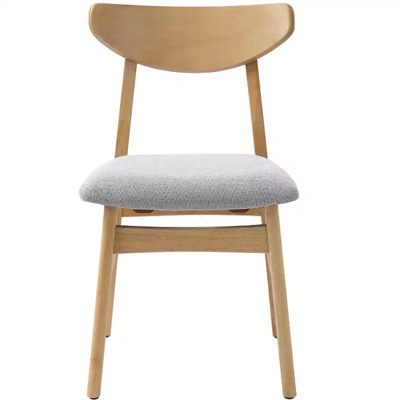 Set di 4 sedie moderne Maddox con schienale curvo in legno e seduta in tessuto grigio