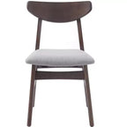 Set di 4 sedie moderne Maddox con schienale curvo in legno e seduta in tessuto grigio