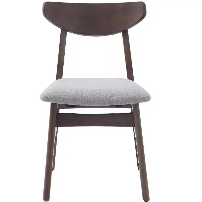Set di 4 sedie moderne Maddox con schienale curvo in legno e seduta in tessuto grigio