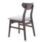 Set di 4 sedie moderne Maddox con schienale curvo in legno e seduta in tessuto grigio