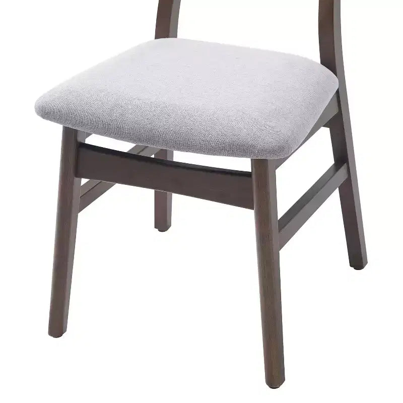 Set di 4 sedie moderne Maddox con schienale curvo in legno e seduta in tessuto grigio