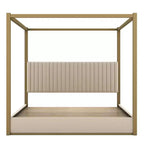 Letto a baldacchino moderno king size con testiera imbottita e struttura in metallo