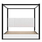 Letto a baldacchino moderno king size con testiera imbottita e struttura in metallo