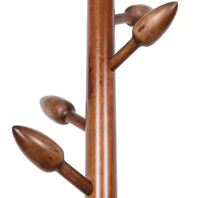 Appendiabiti da terra in legno con 8 ganci a bocciolo, base rotonda stabile, attaccapanni da ingresso in legno resistente, marrone