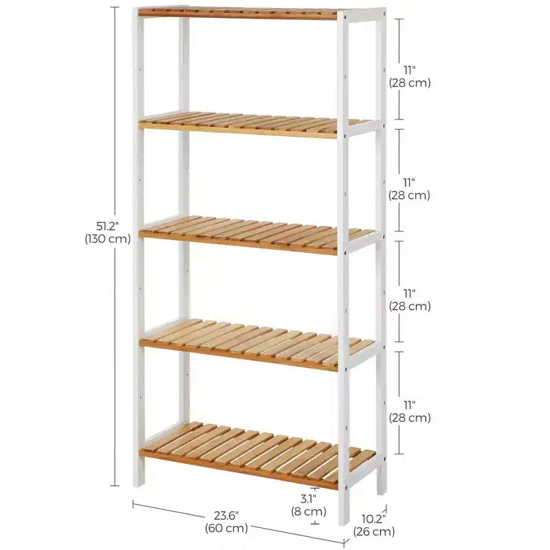 Scaffale portaoggetti in bambù, scaffalatura a 5 ripiani, multifunzionale, per ingresso, bagno, 25,9 x 60 x 130 cm