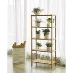 Scaffale portaoggetti in bambù, scaffalatura a 5 ripiani, multifunzionale, per ingresso, bagno, 25,9 x 60 x 130 cm